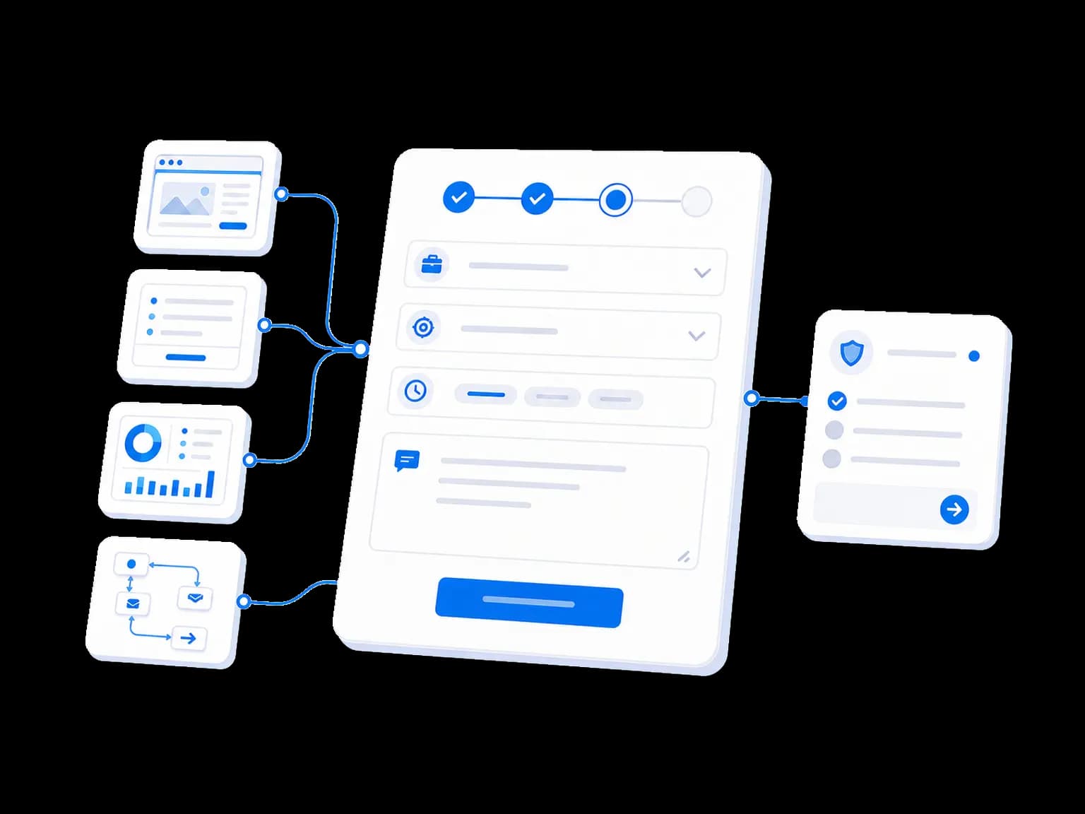 Plusieurs idées de projet digital convergent vers un formulaire guidé qui aide à définir la prochaine étape.